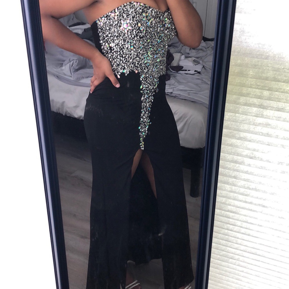 Black and silver prom dress